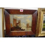 Dutch School, 19th century, sailing barges, oil on panel, 18 x 23.5cm.