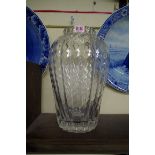 A large clear glass vase, 33.5cm high.