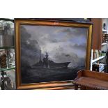 E G Burrows, 'Swordfish aircraft attacking The Bismarck, 1941', signed, inscribed verso, oil on