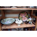 A mixed lot of ceramics, to include an unusual Victorian Royal Worcester bulb vase; and a