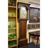 An early 19th century Scottish mahogany eight day longcase clock, the 13in silvered arched dial