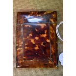 A 19th century tortoiseshell card case, 10.5 x 7.8cm.