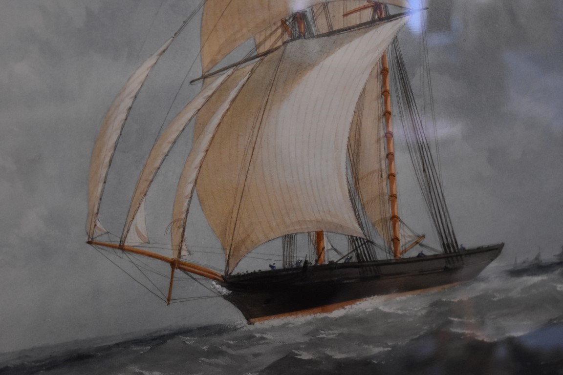 Attributed to Charles Taylor Jnr, a clipper, unsigned, watercolour, 41 x 67.5cm. - Image 2 of 2