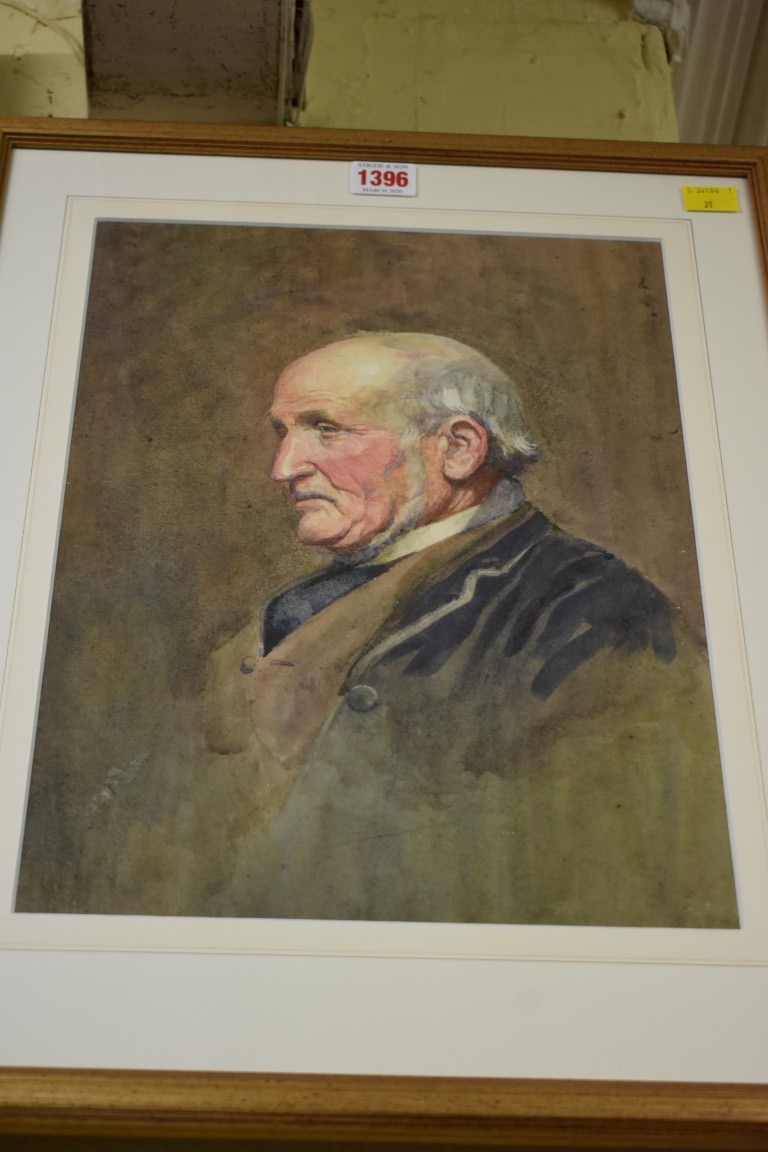 English School, late 19th century, bust length portraits of gentleman, a pair, watercolour, 35 x - Image 2 of 2