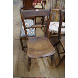 A set of four 19th century elm and beech kitchen chairs.