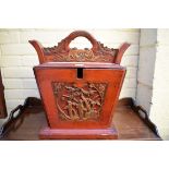 A Chinese red lacquered and gilt marriage box, 48cm wide.