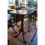 A 19th century mahogany adjustable tilt top tripod table, 43cm wide, (alterations).