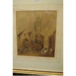 British School, 19th century, village scenes, a pair, watercolour, 21.5 x 18cm.