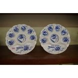 A pair of Victorian Mintons 'Bombay' pattern oyster plates, 26cm diameter.