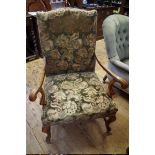 A good antique walnut Gainsborough type chair.