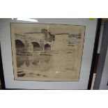 Pierre Labrouche, 'Pont de Miranda de Ebro', signed in pencil, etching, pl.29.5 x 36cm; together