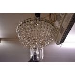 An old faceted bead bag chandelier, 41cm diameter.