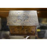 An interesting 19th century Continental steel casket, with etched decoration, 10cm wide.