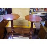 A pair of Regency style mahogany octagonal tripod tables, 39cm wide.