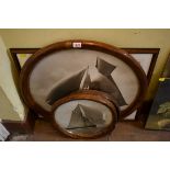 Four monochrome photographs of sailing yachts, three by Beken of Cowes, largest 55cm diameter.