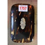 A Victorian tortoiseshell cigar case, 13.5cm wide.