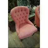 Two similar button upholstered occasional chairs.