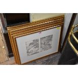 Four pairs of Japanese woodblock prints, framed as four.