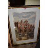 E Pincher, an architectural study of an English street, signed and dated 1891, watercolour, 50 x