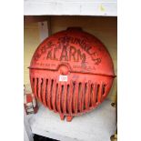 A 1930s 'Globe Sprinkler' fire alarm, 41cm wide.