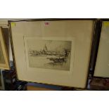 Percy Robertson, 'St Pauls from The Thames', signed in pencil, etching, pl.17.5 x 26cm; together