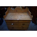 A Victorian pine chest of drawers, with shaped gallery, 98cm wide.
