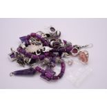 A selection of silver and other jewellery, set, tumbled amethyst, dyed agate, confusionite etc.