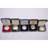 Coins: four UK silver proof crowns, 1972 (2), 1977 and 1981; together with a UK silver proof £5