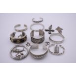 A quantity of silver and other fashion bangles etc. (16)