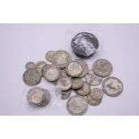 Coins: a quantity of George V silver coinage, 211g; together with other UK coins.