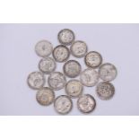 Coins: a quantity of UK silver shillings, Victoria to George V, 88g. (16)