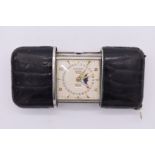 A rare 1940s Movado Calendermeto travel watch, having calendar function for day, date, month and