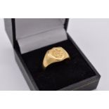 A gold signet ring, hallmarked 18ct,  9.9g.