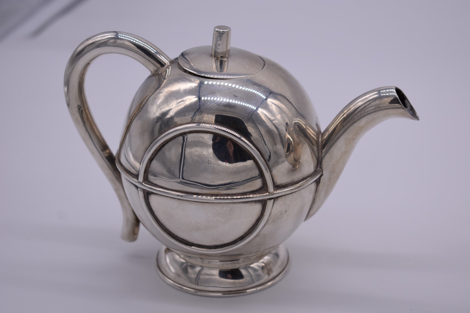 A Scandinavian Art Deco style three piece teaset, stamped .925, 977g all in. - Image 3 of 5