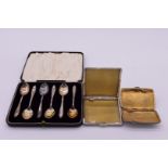 A cased set of six silver coffee spoons, by Barker Brothers Silver Ltd, Birmingham 1935; together