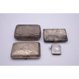 An Edwardian silver tobacco box, by Colen Hewer Cheshire, Chester 1906; together with two silver