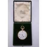 A gold open face pocket watch, hallmarked 18ct, by E Robinson & Co, Shrewsbury, stem wind, Chester
