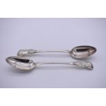 A pair of George IV silver Queens pattern basting spoons, by James Bell, Newcastle 1831, 30cm, 246.