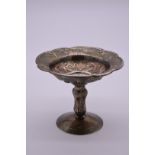 A Continental white metal tazza, 10cm high.