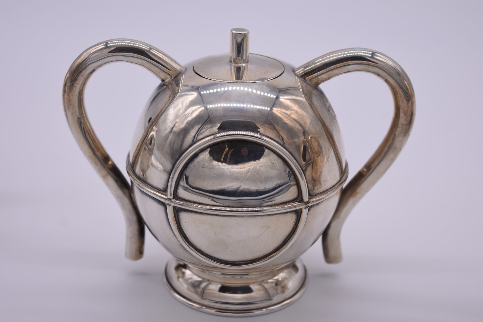 A Scandinavian Art Deco style three piece teaset, stamped .925, 977g all in. - Image 4 of 5