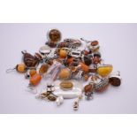 A selection of silver and other jewellery, set tumbled granite, carnelian, synthetic amber etc.