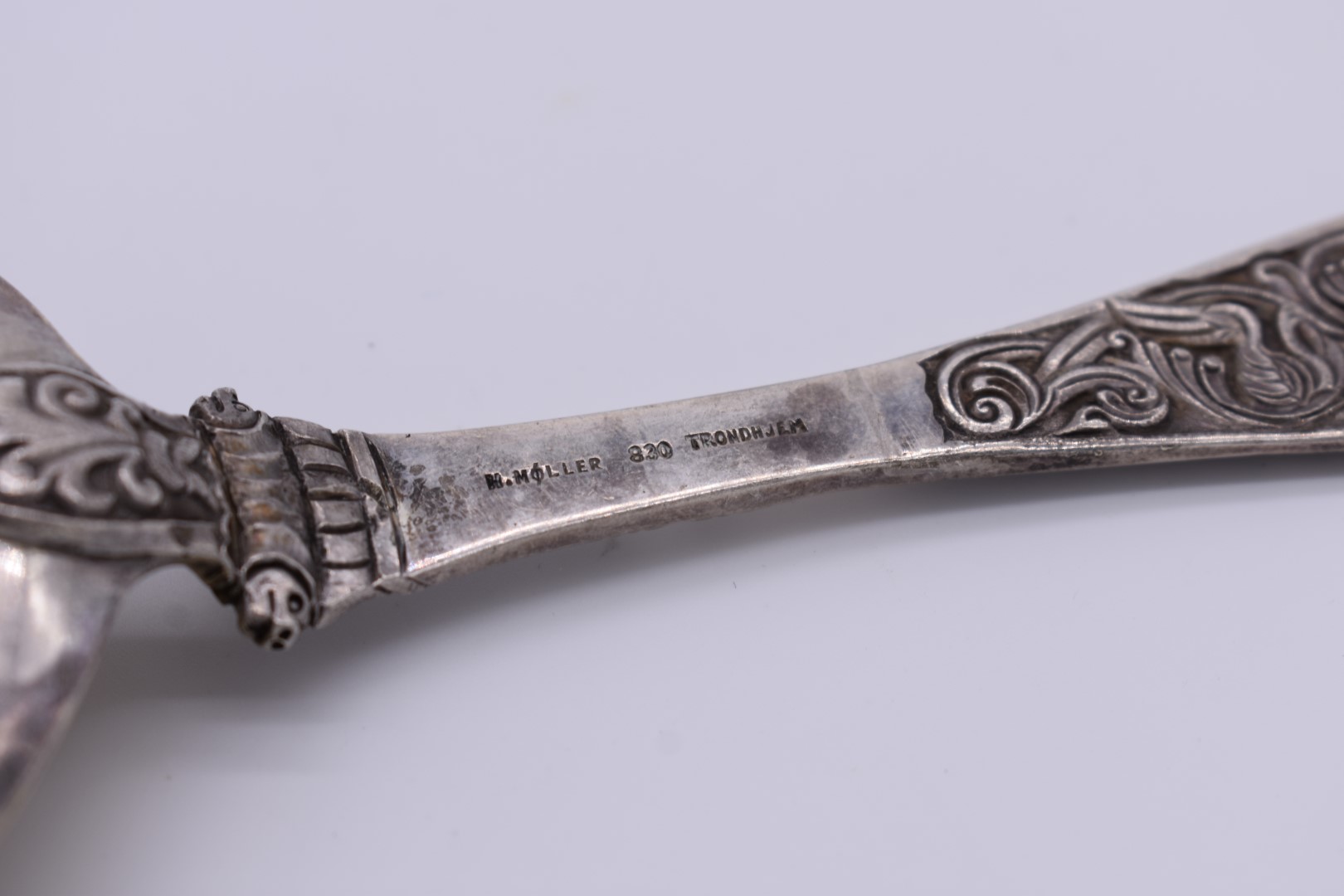 A Norwegian .830 silver and gilt decorative spoon, by Henrik Moller, Trondheim, 21.5cm, 98g. - Image 3 of 3