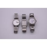 A vintage Seiko 'V743-8b50' stainless steel quartz wristwatch; together with two other Seiko