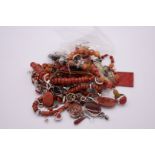 A selection of silver and other designer jewellery, set red jasper, carnelian and pearls; together