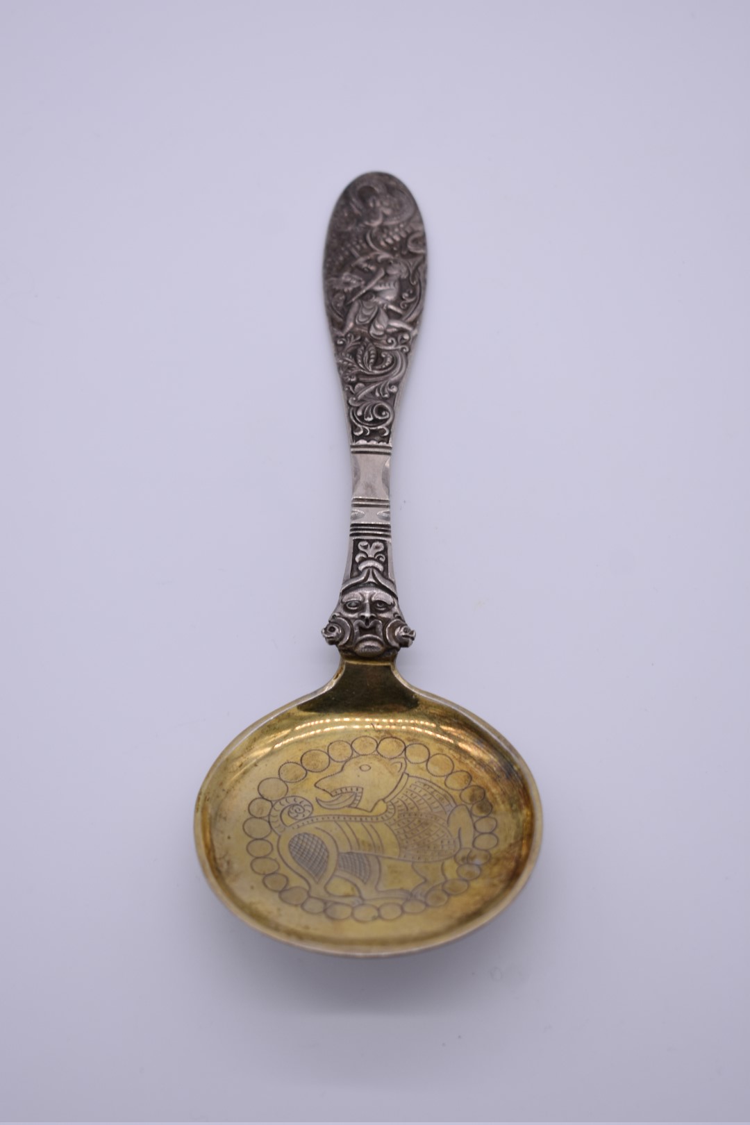 A Norwegian .830 silver and gilt decorative spoon, by Henrik Moller, Trondheim, 21.5cm, 98g.