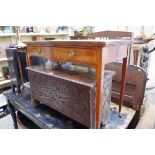 An Edwardian mahogany and line inlaid two drawer side table, 107cm wide.