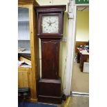 A George III oak and mahogany crossbanded 30 hour longcase clock, the 12.5in square painted dial