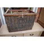 A circa 1900 French vineyard wicker basket, bearing brass label inscribed 'Rolland Manufacture De