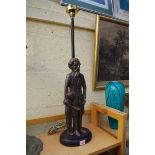 A Banksway cast iron 'Charles Dickens and Oliver Twist' table lamp, the figures 40cm.