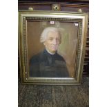 English School, 19th century, bust length portrait of a grey haired gentleman, pastel, 62.5 x 44.